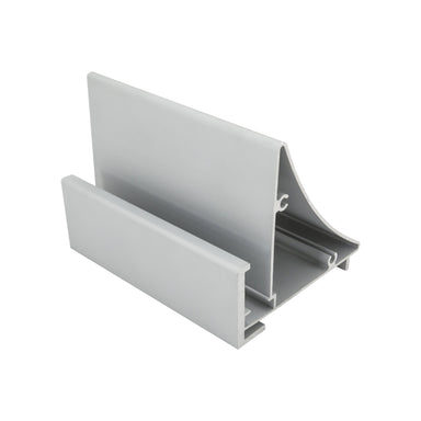 Moss LED ALH-5858 aluminum channel only silver anodized tall wall wash H-profile with curved top section angled perspective view showing channel groove for surface mount LED strip lighting installation 2 meter