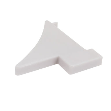 Moss LED ALH-5858 closed end cap without hole white plastic tall triangular shape angled view for wall wash H-profile surface mount aluminum channel LED strip profile clean finish installation accessory