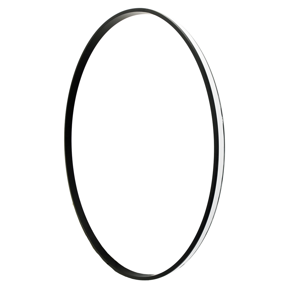 Moss LED ALLL-1230CO circular aluminum LED channel profile 900mm diameter ring housing body angled view showing slim black extrusion with white diffuser cover on white background