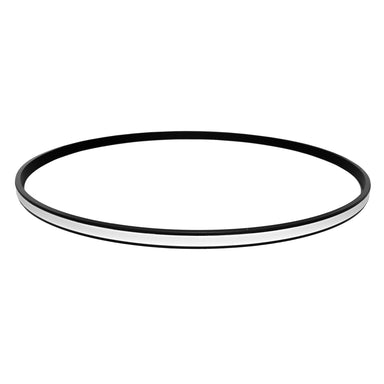 Moss LED ALLL-1230CO circular aluminum LED channel profile 900mm diameter ring housing body top down perspective view showing slim black extrusion with white diffuser cover on white background