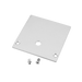 Moss LED ALLL-5035D aluminum LED channel end cap with wire feed-through hole silver square plate with mounting screws on transparent background