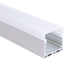 Moss LED ALLL-5050D 50x50mm aluminum LED channel profile with frosted diffuser cover angled view showing internal mounting clips on transparent background