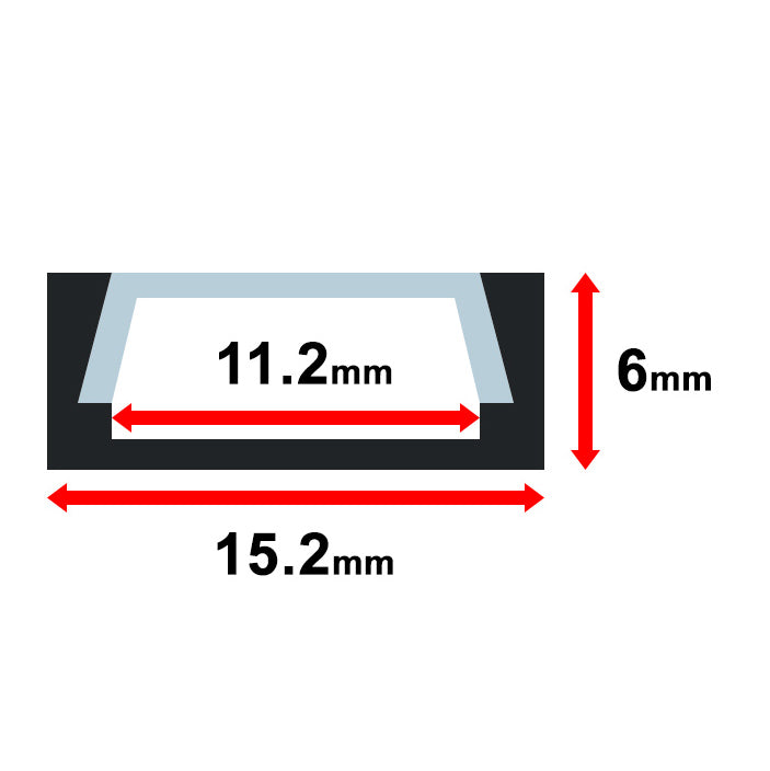 Moss LED ALM-1506 aluminum channel cross section dimensions diagram 15.2mm width 6mm height 11.2mm inner width