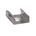 Moss LED ALM-1506 mounting clip metal bracket with center screw hole silver anodized angled view showing bent grip edges for surface mount aluminum channel LED strip profile secure installation accessory