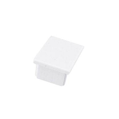 Moss LED ALM-1520 closed end cap without hole white plastic square top angled view for surface mount aluminum channel LED strip profile clean finish installation accessory