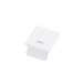 Moss LED ALM-1520 end cap with wire hole white plastic square top angled view for surface mount aluminum channel LED strip profile cable pass-through installation accessory