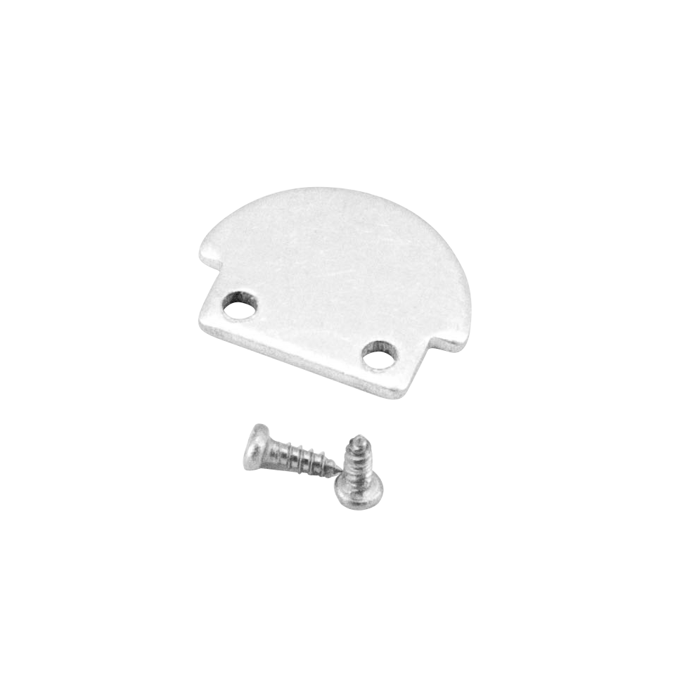 Moss LED ALM-1815 aluminum channel end cap closed without wire hole silver metal finish with mounting screw for LED strip profile