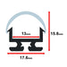 Moss LED ALM-1815 milky dome cover cross-section technical diagram showing 13mm inner width, 15.8mm height, and 17.6mm base width dimensions for aluminum LED strip channel profile