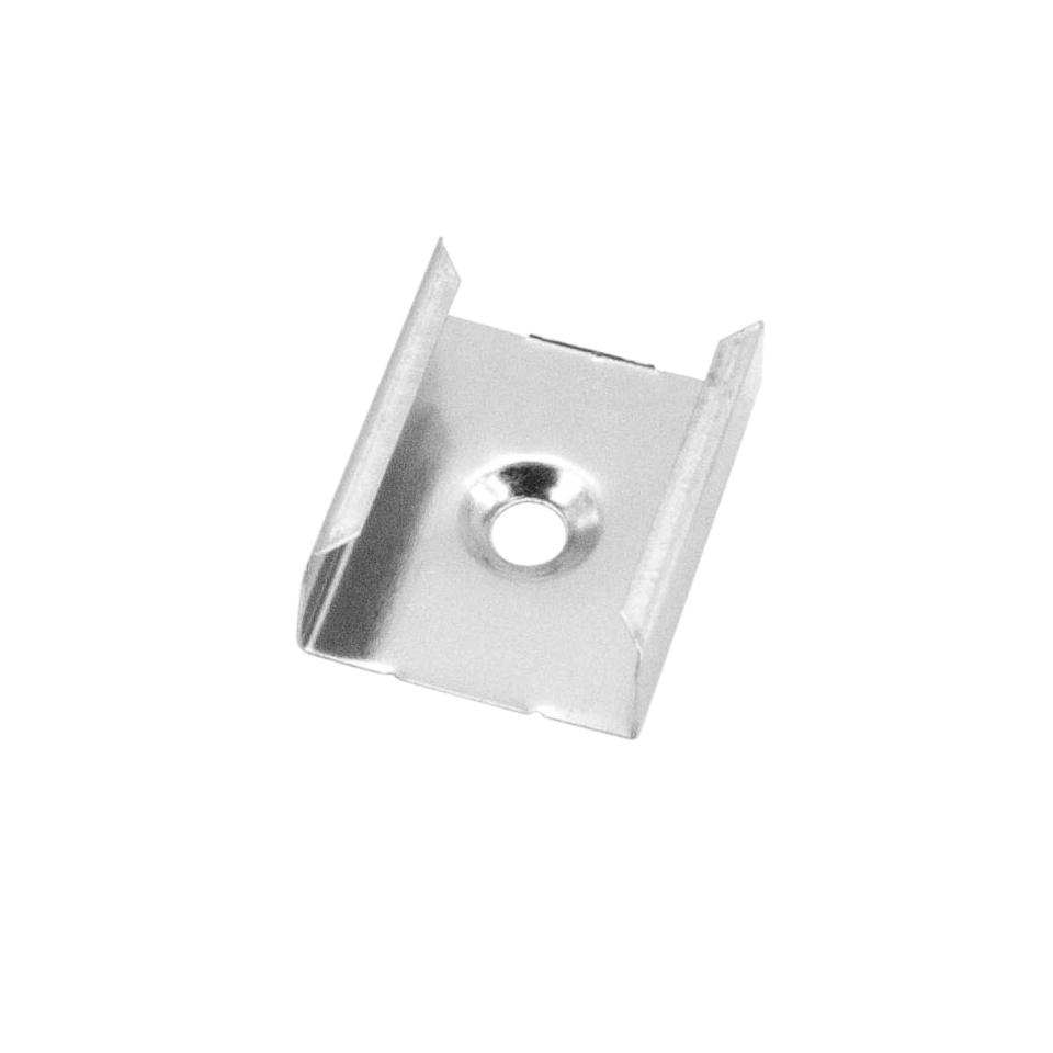 Moss LED ALM-2020 mounting clip metal spring clip with center screw hole and spring wings for round pendant surface mount aluminum channel LED profile secure installation accessory for LED strip lighting