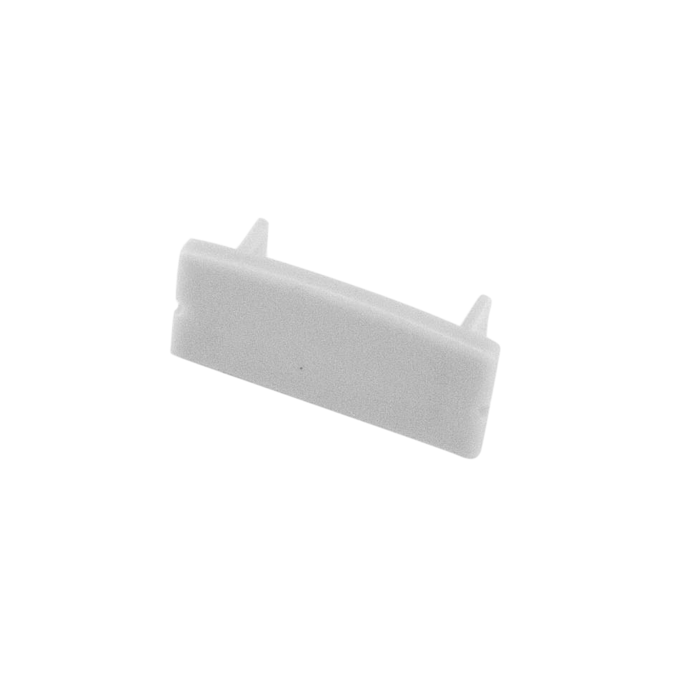 Moss LED ALM-2310 closed end cap white plastic with snap-in prongs for wide low-profile aluminum LED strip channel profile