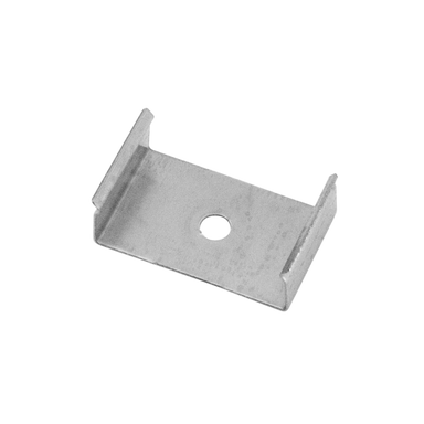 Moss LED ALM-2310 metal surface mounting clip with center screw hole for securing aluminum LED strip channel profile to surfaces