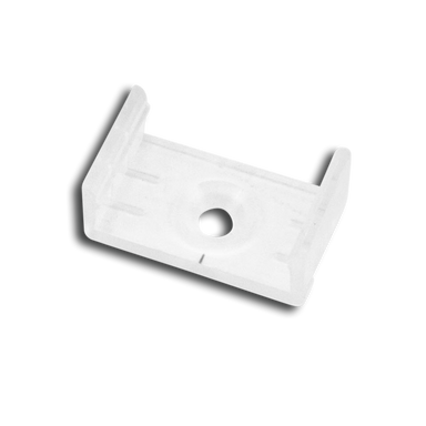 Moss LED ALM-2310 white plastic surface mounting clip with center screw hole for securing aluminum LED strip channel profile to surfaces