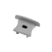 Moss LED ALM-2515 end cap with wire hole gray plastic with wide flanges angled view for surface mount aluminum channel LED strip profile cable pass-through installation accessory