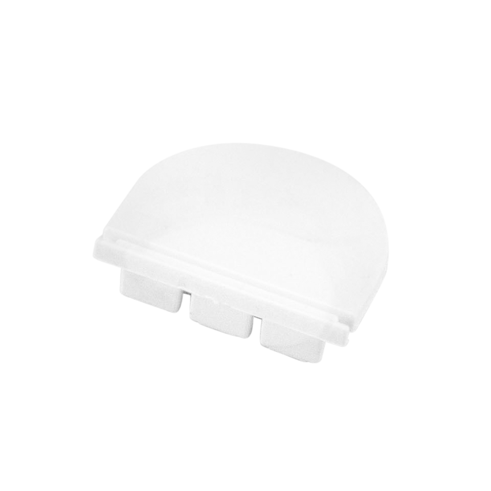 Moss LED ALM-2618 closed end cap without hole white plastic rounded dome shape with toothed snap-in edge for surface mount aluminum channel LED profile clean finish for LED strip lighting installation