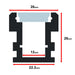Moss LED ALM-2626 aluminum channel profile cross-section technical drawing showing dimensions 26mm top width 26mm height 22.2mm base width 12mm inner channel width recessed mount channel only 3 meter for LED strip lighting installation