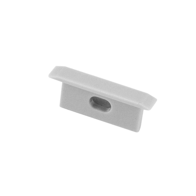 Moss LED ALM-2711 end cap with wire hole grey plastic smooth design for slim surface mount aluminum channel LED profile with cable pass-through for LED strip lighting installation