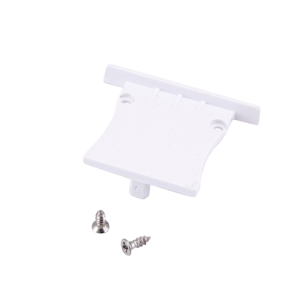 Moss LED ALM-3428 closed end cap without hole white plastic with flanged mounting tabs for pendant surface mount aluminum channel LED profile with mounting screws included clean finish for LED strip lighting installation