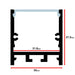 Moss LED ALM-3535F aluminum LED channel profile cross-section technical drawing showing dimensions 35mm width 37.5mm height 31.8mm internal width with diffuser cover clip-in detail and mounting flanges