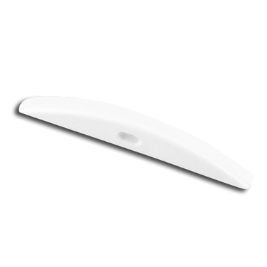 Moss LED ALM-5208 end cap with wire hole white plastic arched curved design for surface mount aluminum channel LED profile with cable pass-through for wide LED strip lighting installation