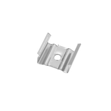 Moss LED ALM-5208 surface mounting clip silver metal bracket with screw hole and channel grip wings for securing arched curved aluminum channel LED profile to surface for wide LED strip lighting installation