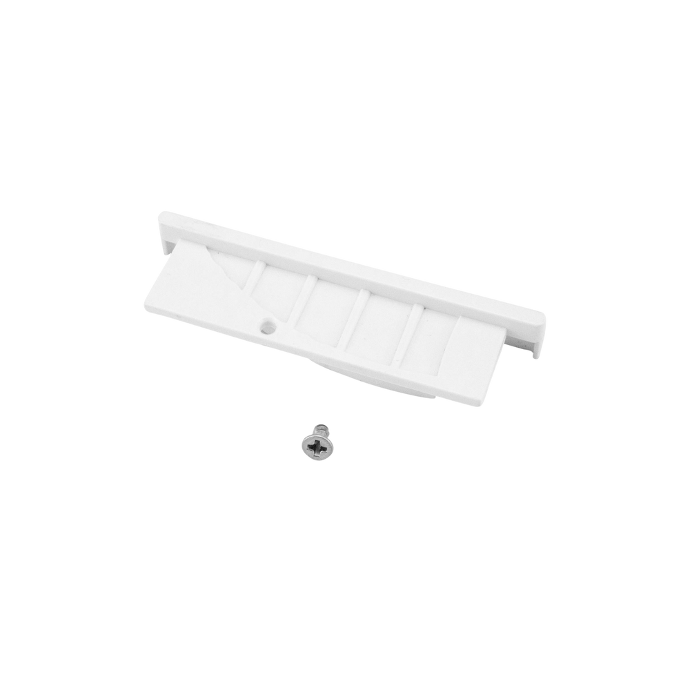 Moss LED ALM-7060B closed end cap without hole white plastic rectangular with mounting screw for recessed aluminum channel LED profile clean finish for wide recessed LED strip lighting installation