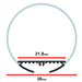 Moss LED ALM-O3030C aluminum channel profile cross-section technical drawing showing dimensions 30mm base width 21.8mm inner channel width with large dome milky diffuser cover round surface mount 1.22 meter for LED strip lighting installation