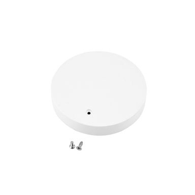 Moss LED ALM-O6060C closed end cap without hole white plastic large round disc shape with two included mounting screws for dome round surface mount aluminum channel LED profile clean finish for LED strip lighting installation