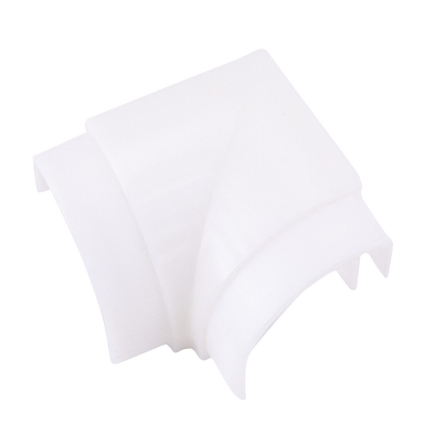 Moss LED ALM-P3030 90 degree inside corner connector white plastic for aluminum channel LED profile smooth finish with channel slots for seamless corner LED strip lighting installation