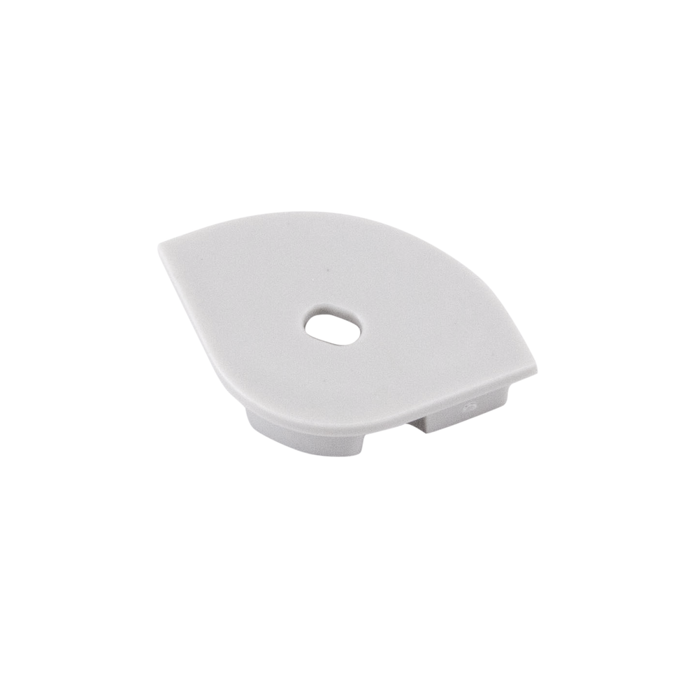 Moss LED ALM-P3030 end cap with wire hole white plastic wedge shape for pendant aluminum channel LED profile with cable pass-through for linear pendant LED strip lighting installation
