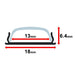 Moss LED ALQ-1807 low profile aluminum channel cross-section technical drawing showing dimensions 18mm width 6.4mm height 13mm inner width with cover