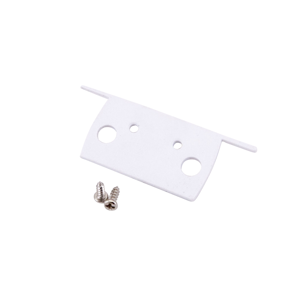 Moss LED ALQ-1848 end cap with wire hole white plastic rectangular with mounting screws and cable pass-through for rectangular aluminum channel LED profile linear pendant lighting installation