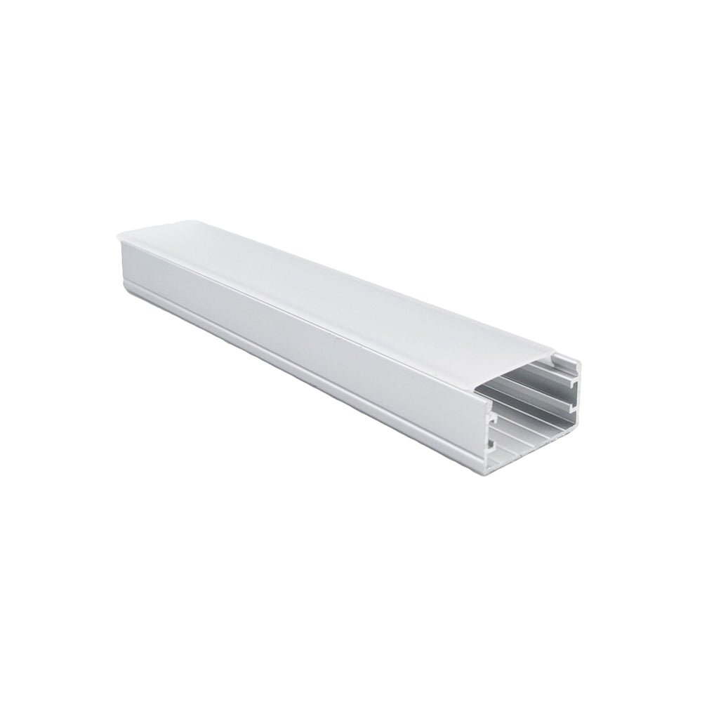 Moss LED ALQ-3015A flat white cover on aluminum channel profile 2.44 meter on white background