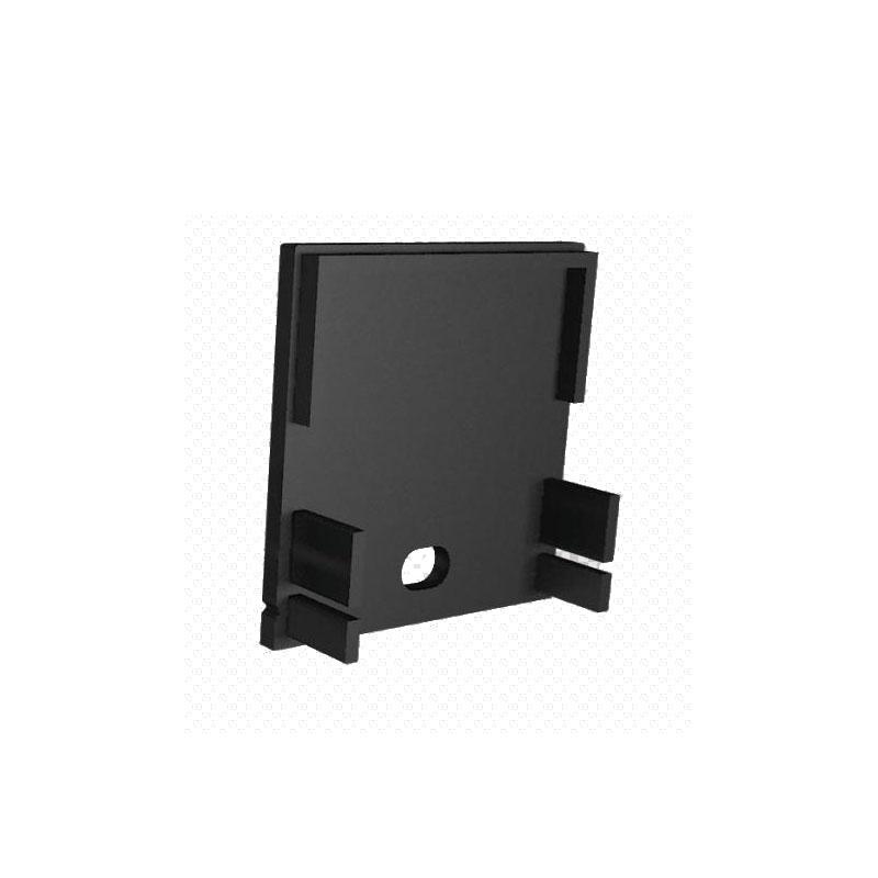 Moss LED ALQ-3015C black end cap with hole for aluminum channel profile on white background