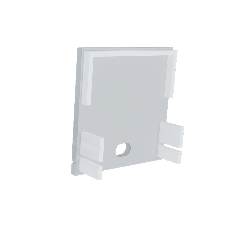 Moss LED ALQ-3015C white end cap with hole for aluminum channel profile on transparent background