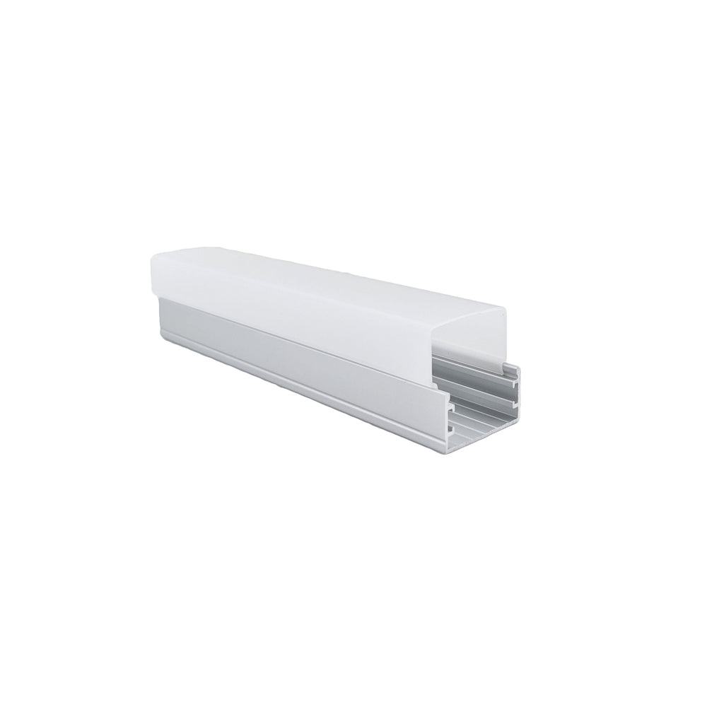 Moss LED ALQ-3015C square aluminum channel milky diffuser cover only snap-in profile angle view showing frosted white cover piece white background
