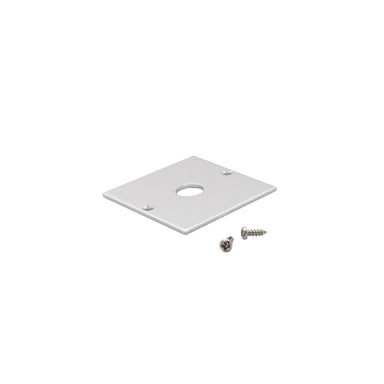 Moss LED ALQ-3535F end cap with wire feed-through hole brushed aluminum square plate with included mounting screws for 35x35mm square aluminum LED strip channel profile