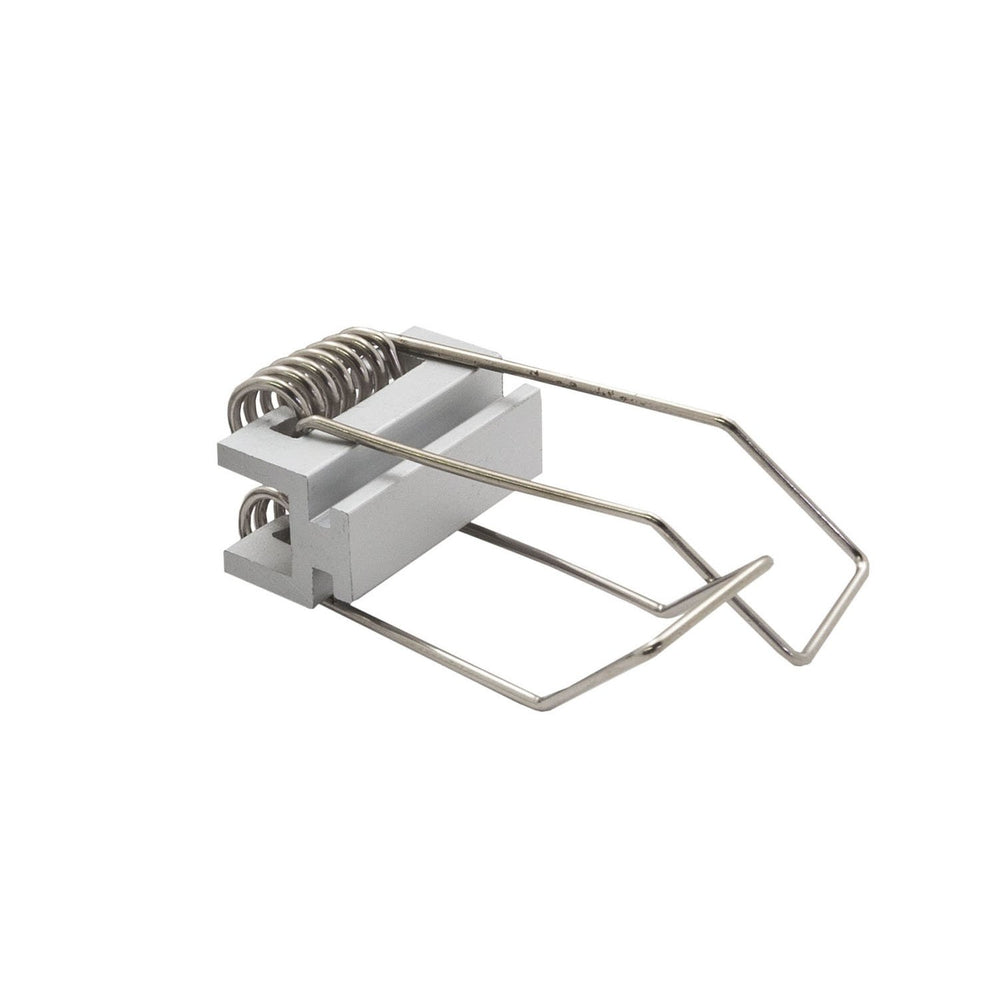 Moss LED ALQ-3535F spring-loaded brushed aluminum hanger clip for suspending square 35x35mm aluminum LED strip channel profile from ceiling