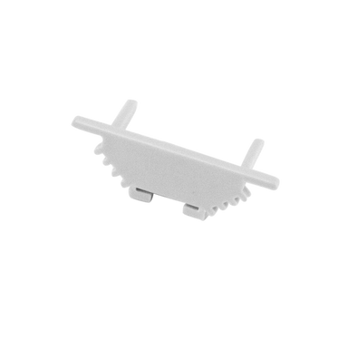 Moss LED ALS-A3010 closed end cap without hole white plastic for surface mount aluminum channel LED profile with serrated grip edge mounting tabs and screw hole for clean finish slim low-profile LED strip lighting installation