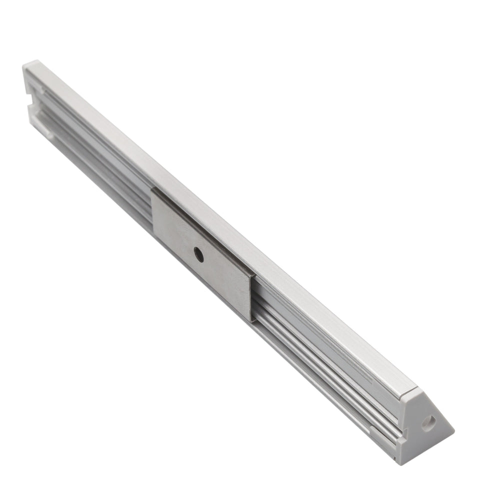 Moss LED aluminum channel MOSS-ALS-A2016 silver anodized profile back view showing mounting holes end caps and channel groove for LED strip installation