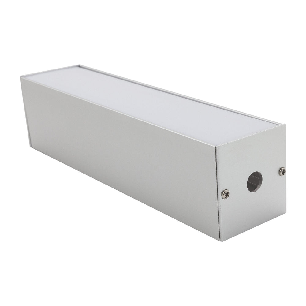 Moss LED MOSS-ALQ-3535F aluminum channel closed view showing end cap with wire exit hole and diffuser cover