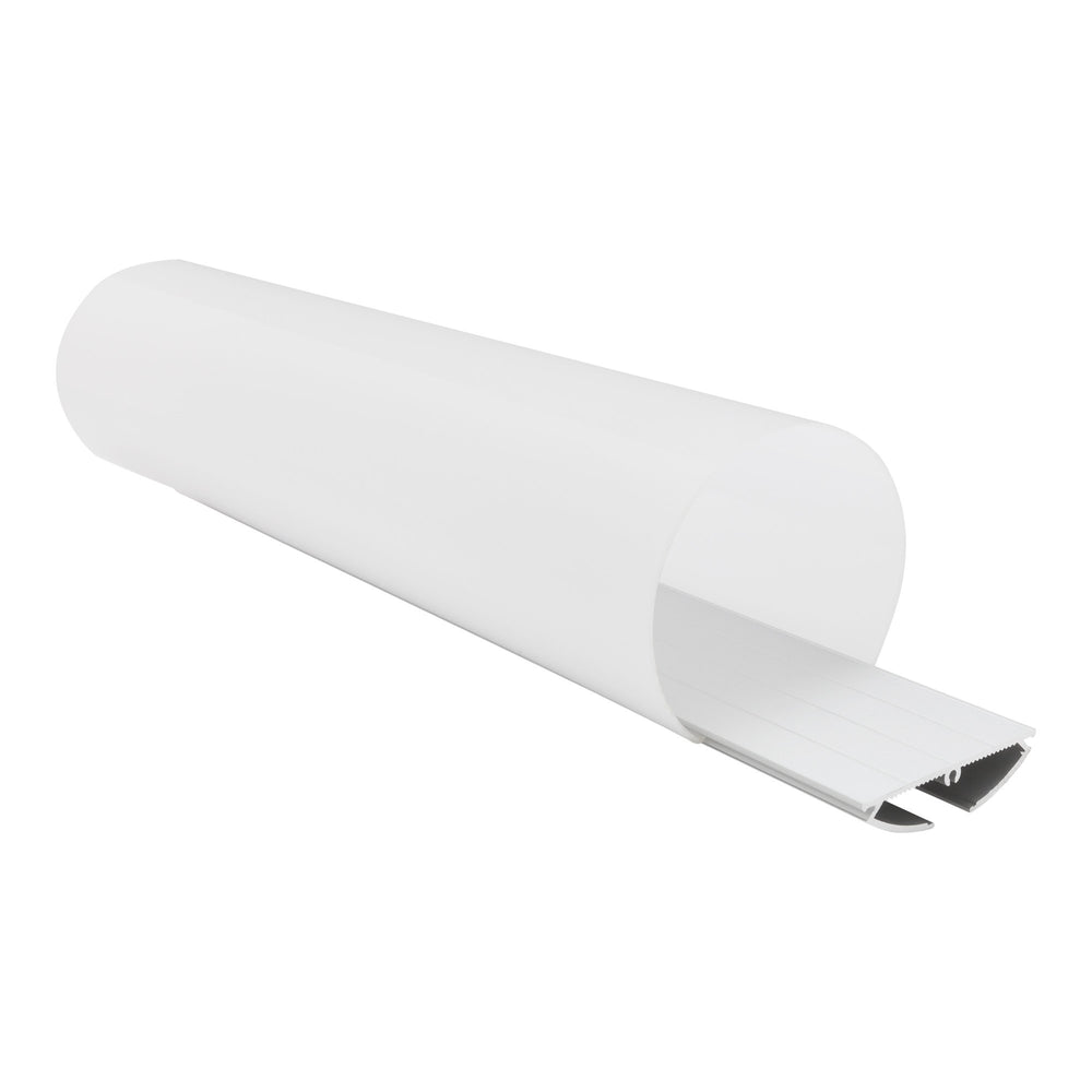 Moss LED aluminum channel O6060C with milky diffuser cover open showing aluminum base profile and LED strip mounting channel on white background