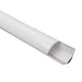 MossLED MOSS-ALM-P3030 aluminum corner channel profile with milky PMMA diffuser lens open showing 90-degree mounting design for LED strip lighting