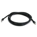MossLED 6ft black Cat5E ethernet network cable with RJ45 connectors, 350MHz UTP bare copper patch cord coiled on white background