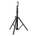 Moss LED CWLS portable tripod light stand full view with extended black metal legs adjustable height center column and mounting clamp bracket at top on white background