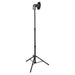 Moss LED CWLS tripod light stand with LED flood light fixture mounted at top full setup view showing adjustable height black metal stand with tripod base on white background