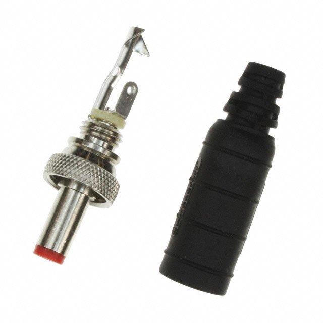 Moss LED DC Barrel Plug IP68 Waterproof Set, Metal Panel Mount Jack and Black Field Installable Plug, Outdoor Rated for LED Power Connections