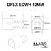 Moss LED DiffuseFLEX LED End Caps white 12mm technical specification drawing showing dimensions 26mm length 12mm width with cross-section views