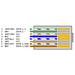 RJ45 ethernet pinout wiring diagram for DMX512 4 channel dimmer showing color coded data connections pin assignments for DMX lighting control network cabling reference