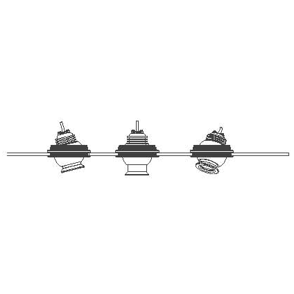 Moss LED EyeZoom Spotlight mounting diagram showing multiple fixtures in different positions on rail track