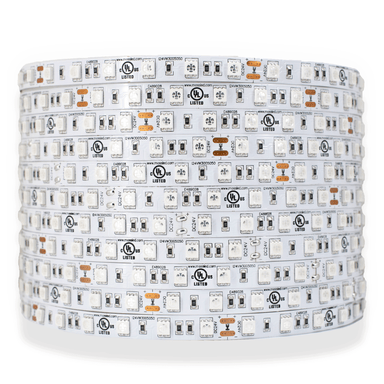 Moss LED FlexLED 60 UV 24V spool reel unlit showing UV 5050 LED chips 60 LED per meter UL listed white background